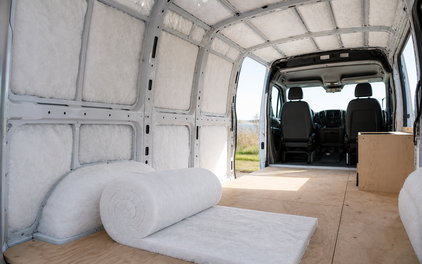 Campervan insulation fitted inside a van shell - 570mm